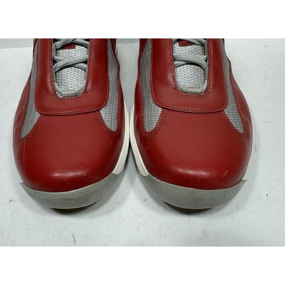 Prada America's Cup Low Sneakers Leather Grey Red Men's Size 10 US / 9UK - Picture 4 of 14
